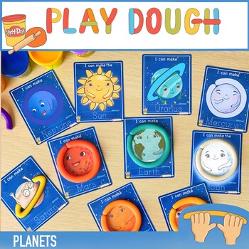 Preview of Planets Play Doh Mats Space Solar System Playdough Task Cards Fine Motor Skills