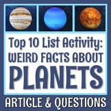 Planets Reading Article and Worksheet Astronomy Sub Plan