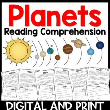 Preview of Planets Reading Comprehension Passages and Questions Distance Learning / Google