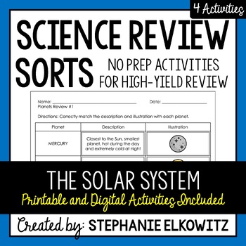 Preview of Solar System and Planets Review Sort | Printable, Digital & Easel