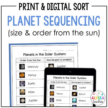 Preview of Order of the Planets Sorting Activity