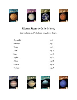 Preview of Planets Series by Julie Murray Comprehension Packet