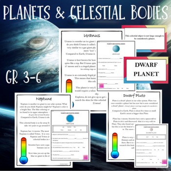 Preview of Planets and Celestial Bodies NO PREP Science Worksheets & Classroom Decor