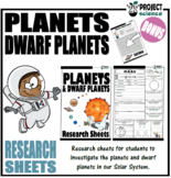 Planets and Dwarf Planets Research Sheets