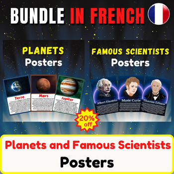 Preview of Planets and Famous Scientists In French. Bundle With Fun Facts.
