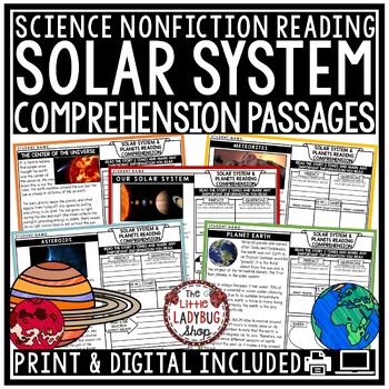 Preview of Solar System and Planets Activities Reading Passages Solar System Worksheets