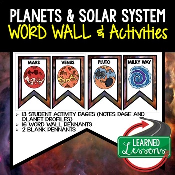 Preview of Planets Solar System Word Wall and Activity Earth Science Word Wall Posters