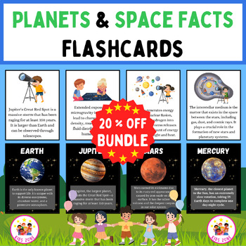 Preview of Planets and Space Facts Flashcards. Printable Posters