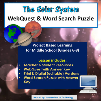 Planets And The Solar System Webquest Internet Scavenger Hunt