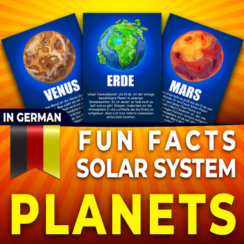 Preview of German Solar System FlashCards (fakten zum Sonnensystem) planets facts, Space