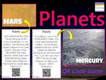 Preview of Planets of our Solar System Task Cards with QR Codes