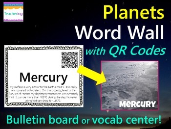 Preview of Planets Word Wall {with QR Codes}