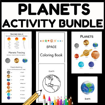 Preview of Planets of the Solar System Bundle Preschool Activity Worksheets Printable