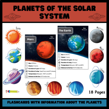 Preview of Planets of the Solar System - Informative Planet Flashcards