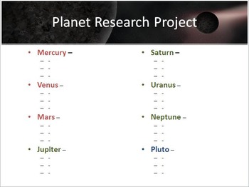 Preview of Planets of the Solar System Research Project