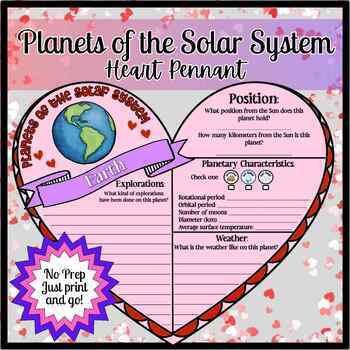 Preview of Planets of the Solar System ~ Valentine's Day Heart Research Pennant