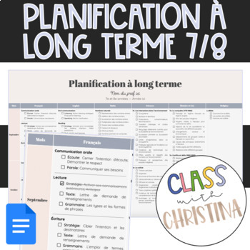 Preview of Planification à long terme 7/8 modifiable - Curriculum Ontario