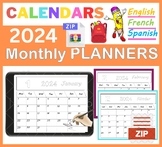 Planner 2024 EDITABLE Monthly Digital Calendar ON English,