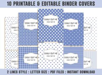 Preview of Planner Cover Page, 10 Editable Binder Covers and Spines, Binder Cover Printable