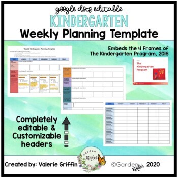 Preview of Planner: Google Docs Kindergarten Weekly Planning Template ~ Distance Learning