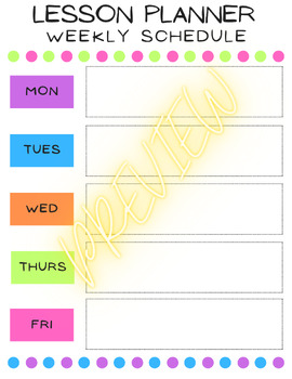 Planner -- Simple Weekly Lesson Planner by Type A Teacher Creations