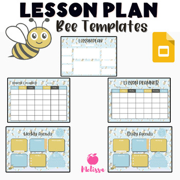 Preview of Planner Slides, Agenda Slides, Google Slides Lesson Plan Templates Blue Bee