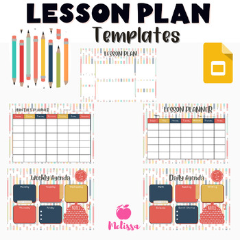 Preview of Planner Slides, Agenda Slides, Google Slides Lesson Plan Templates Pencil