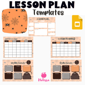 Preview of Planner Slides, Agenda Slides, Google Slides Templates Retro Halloween