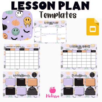 Preview of Planner Slides, Agenda Slides, Google Slides Templates Retro Halloween