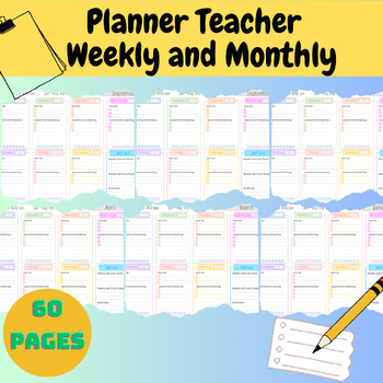 Preview of Planner Teacher  Digital Resources Weekly and Monthly  - 60 Pages I 2023-2024
