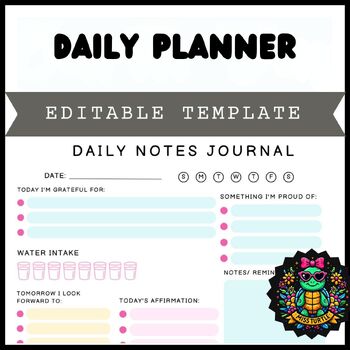 Planner Template Google Docs - Editable Daily Notes Journal Templates- 2024