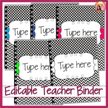 Preview of Editable Teacher Planner 2024 - 2025 black and white binder - Updated Yearly