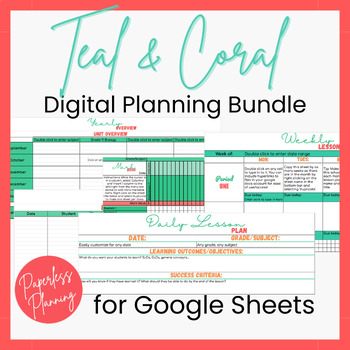 Preview of Teal Bundle (Weekly and Daily Lesson Plan Template, Markbook, Logs & More)