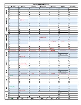 Preview of Planning Calendar Template 2015-2016