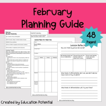 Preview of Planning Guide Special Education February Back to School