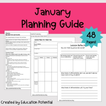 Preview of Planning Guide Special Education January Back to School