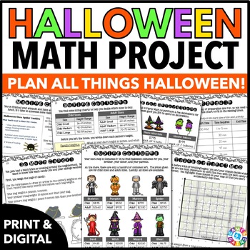Preview of Halloween Math Project Worksheets: 4th, 5th & 6th Grade October Math Activities