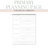 Planning Page for Primary Teachers