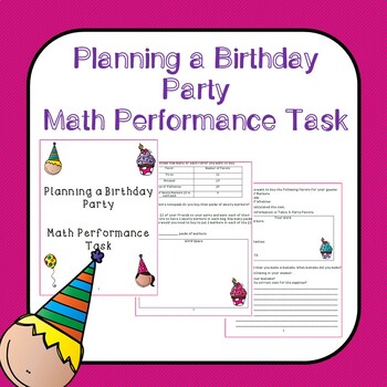 Preview of Planning a Birthday Party: Math Performance Task