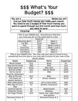 Preview of Planning a Budget