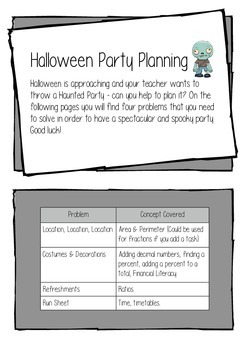 Preview of Maths - Planning a Halloween Party Inquiry Project