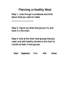 Preview of Planning a Healthy Meal and Shopping Template (Special Education)