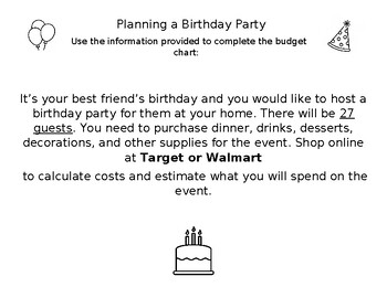 Preview of Planning a Party - Unit Pricing Activity