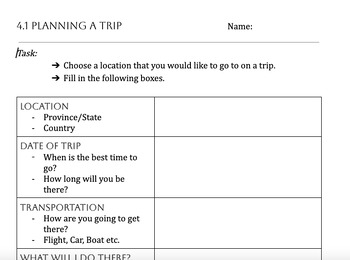 Preview of Planning a Trip - Organizer