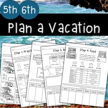 Preview of Planning a Vacation with Money End of the Year Activity 5th and 6th Grade