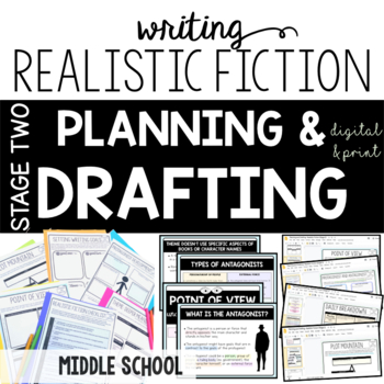 Preview of Planning and Drafting: Realistic Fiction Middle School: Google Slides and Print