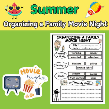 Preview of Planning creative organizing a memorable family movie night at home for summer .