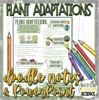 Preview of Plant Adaptations Doodle Notes & Quiz + PowerPoint