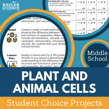 Plant & Animal Cells - Student Choice Projects - Grades 6, 7, 8 | TPT