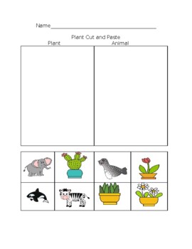 Preview of Plant/Animal Sort (Cut & Paste)
